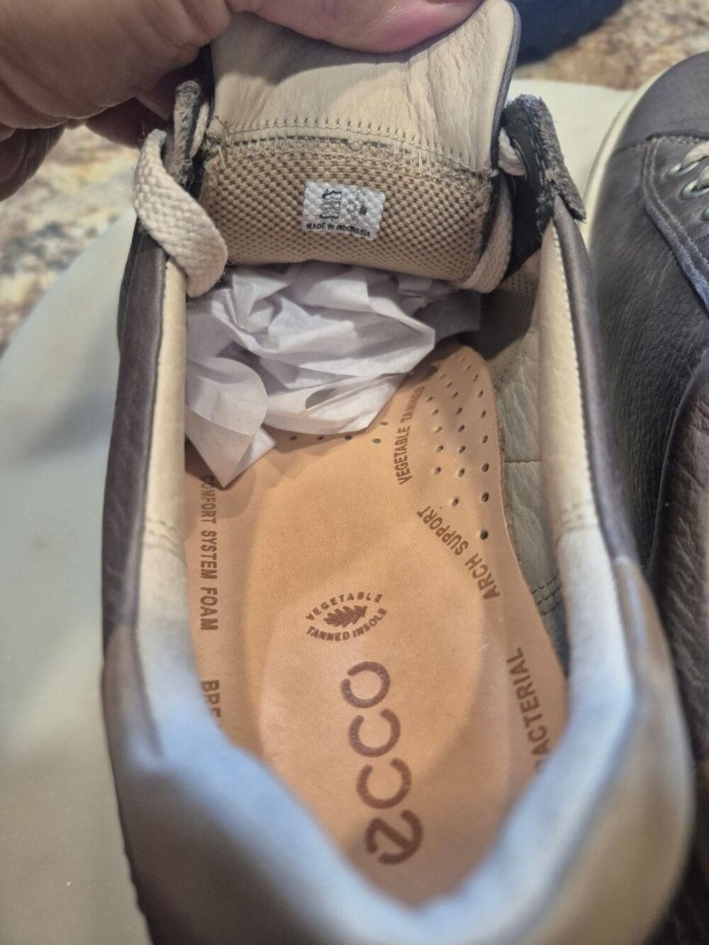 Ecco Gray Leather Casual Lace-Up Shoes Size 39 - Picture 6 of 7